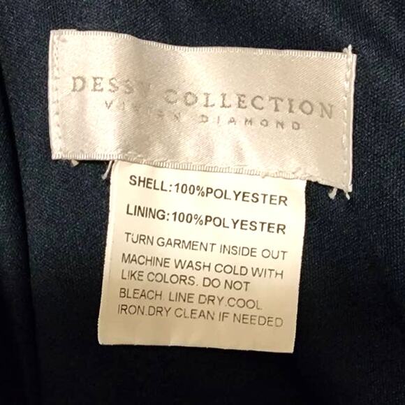 Dessy Collection Tie Strap Chiffon Gown with Front Slit Midnight Blue 12-R - Picture 5 of 10